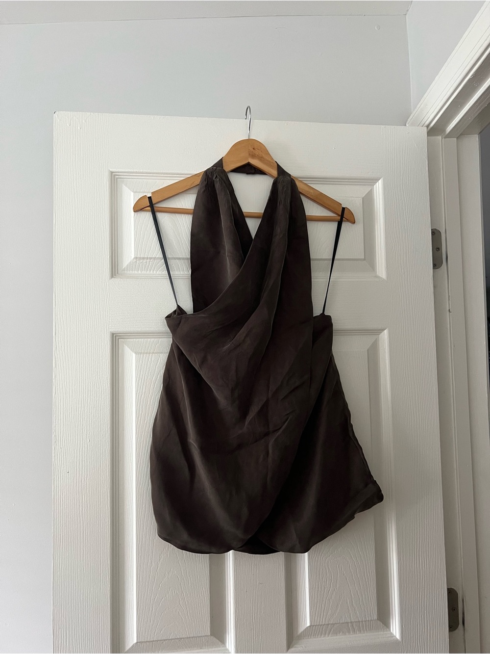 DISSH Brown Draped Halter Top